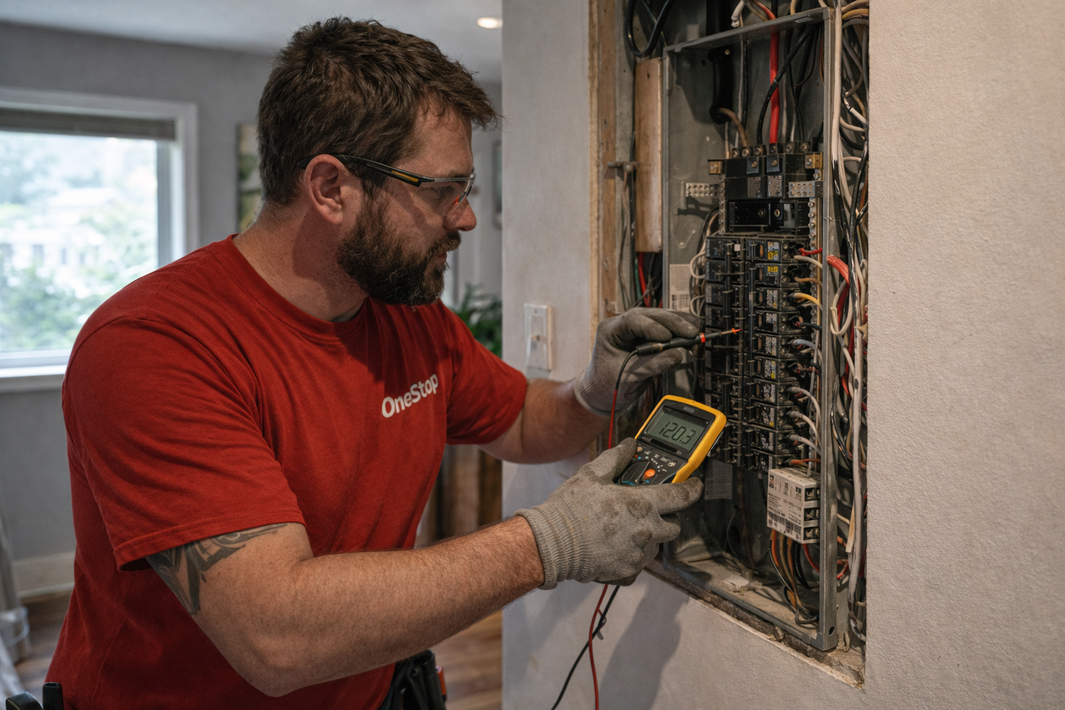 Licensed electrician doing electrical work in Kitchener home
